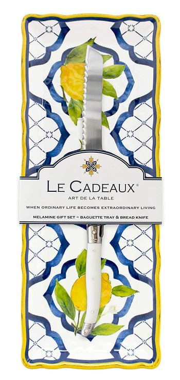 Le Cadeaux Palermo Baguette Tray and Laguiole Bread Knife